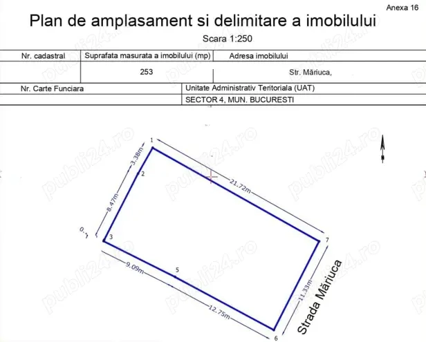 Teren de vanzare, 253 mp, zona Aparatorii Patriei - Berceni