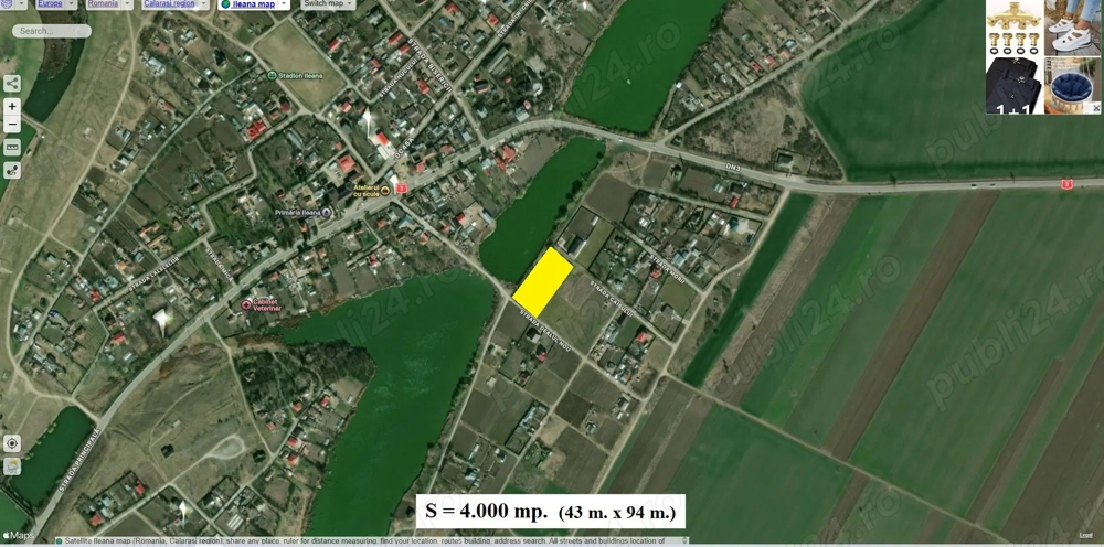 Com. Ileana - Calarasi, 4000 mp. teren si casa de vacanta cu deschidere la Balta