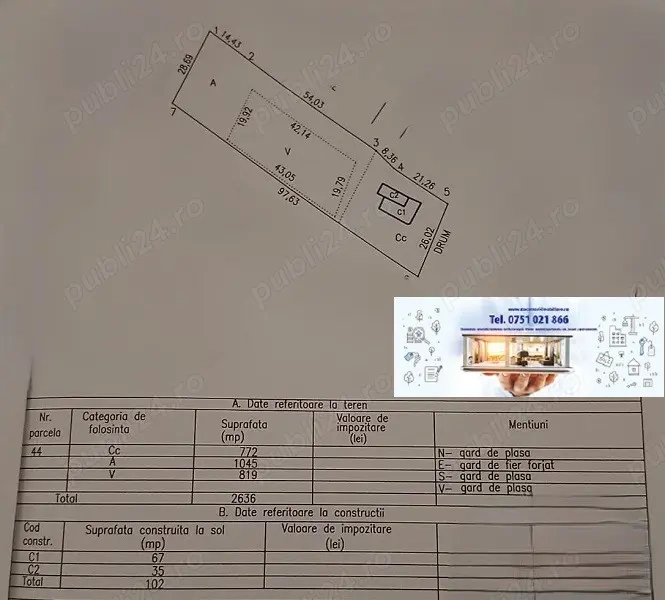 Casă cu teren generos de 2.636 mp, în Tudor Vladimirescu