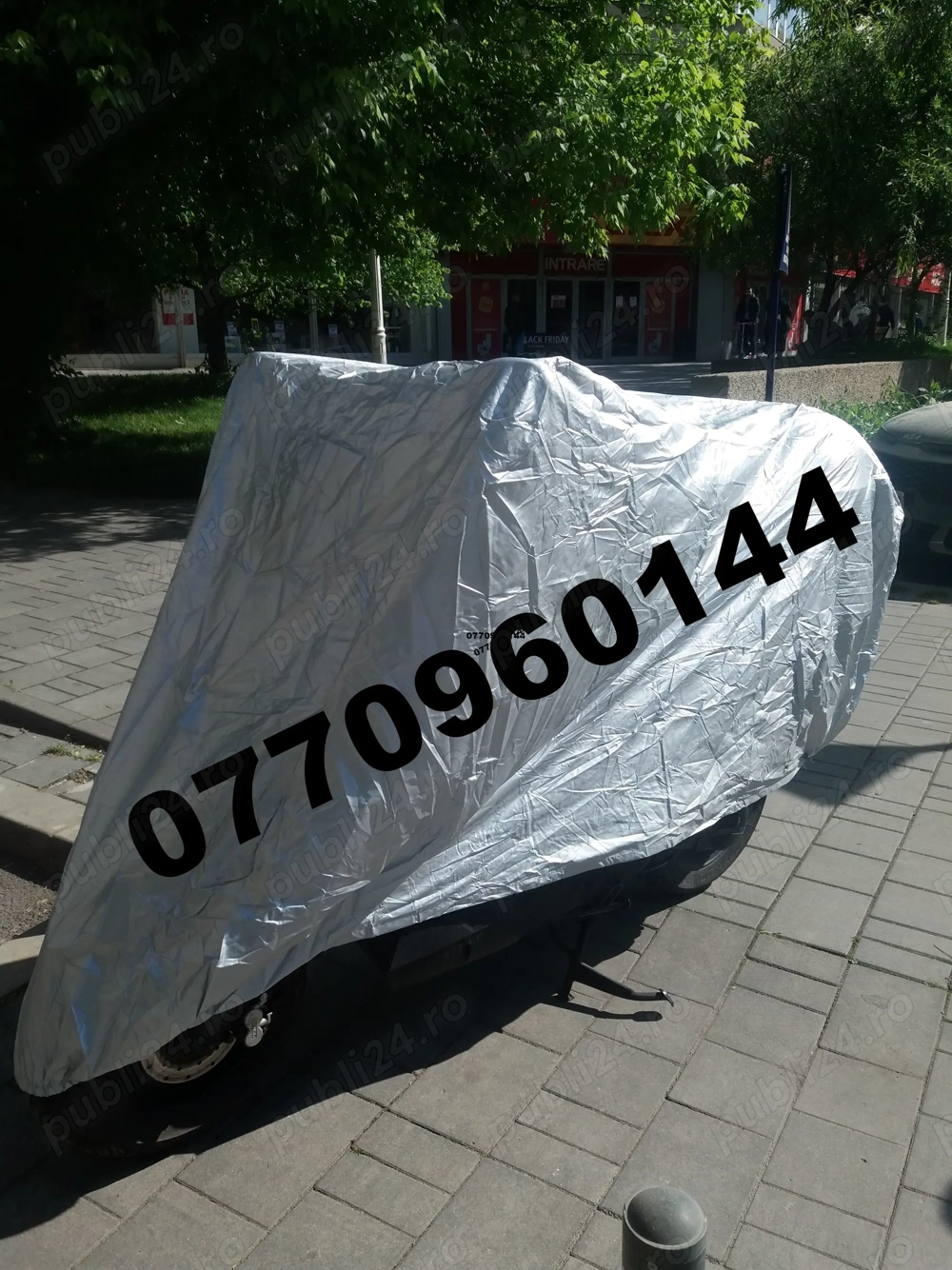 Prelata husa moto bicicleta scuter motocicleta L 230cmx130cm impermeabila Peva 4 inele de prindere f