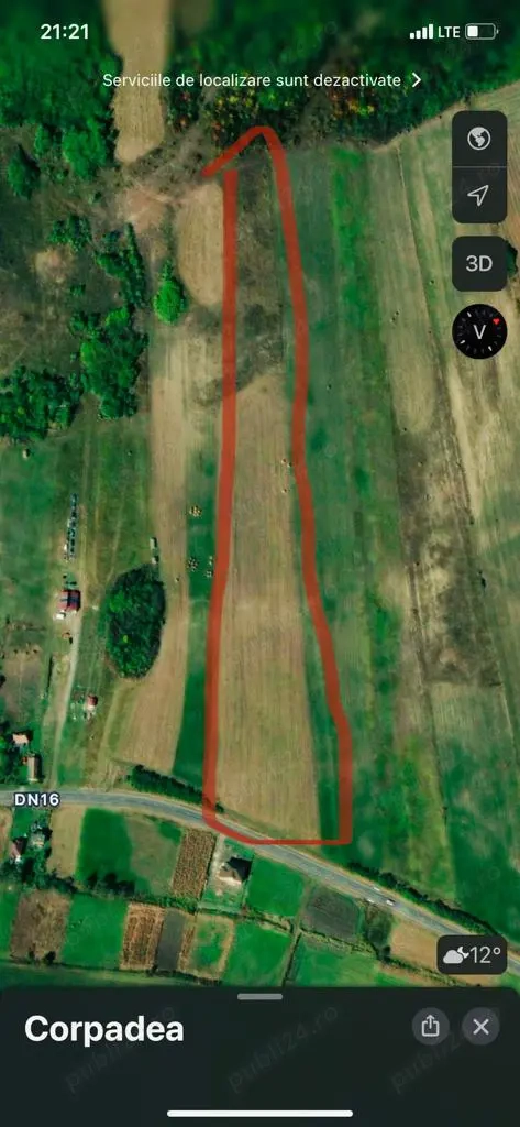 Vând teren în Corpadea comuna Apahida la 20km de Cluj