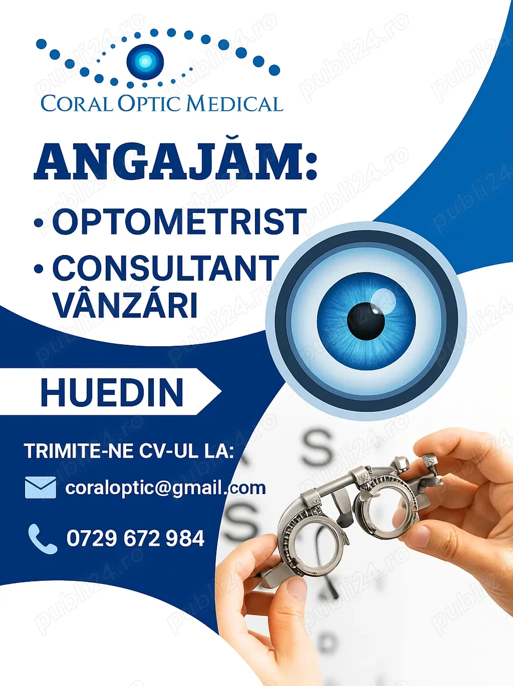 Angajăm consilier vânzări la o Optică Medicală