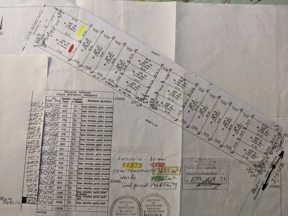 Vind 20 parcele la sosea Moșnița Urseni Vanzare la pachet 52eur mp- WatsApp orele 14-22