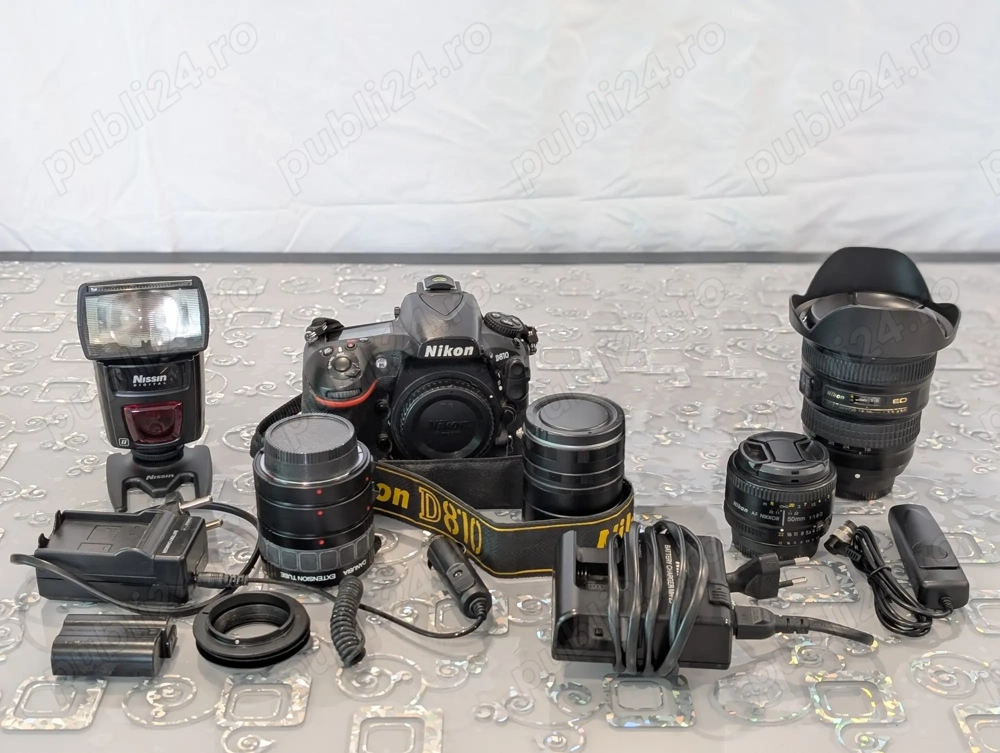 Nikon D810 + Nikon 18-35mm + Nikon 50mm + flash + tuburi +altele cadou