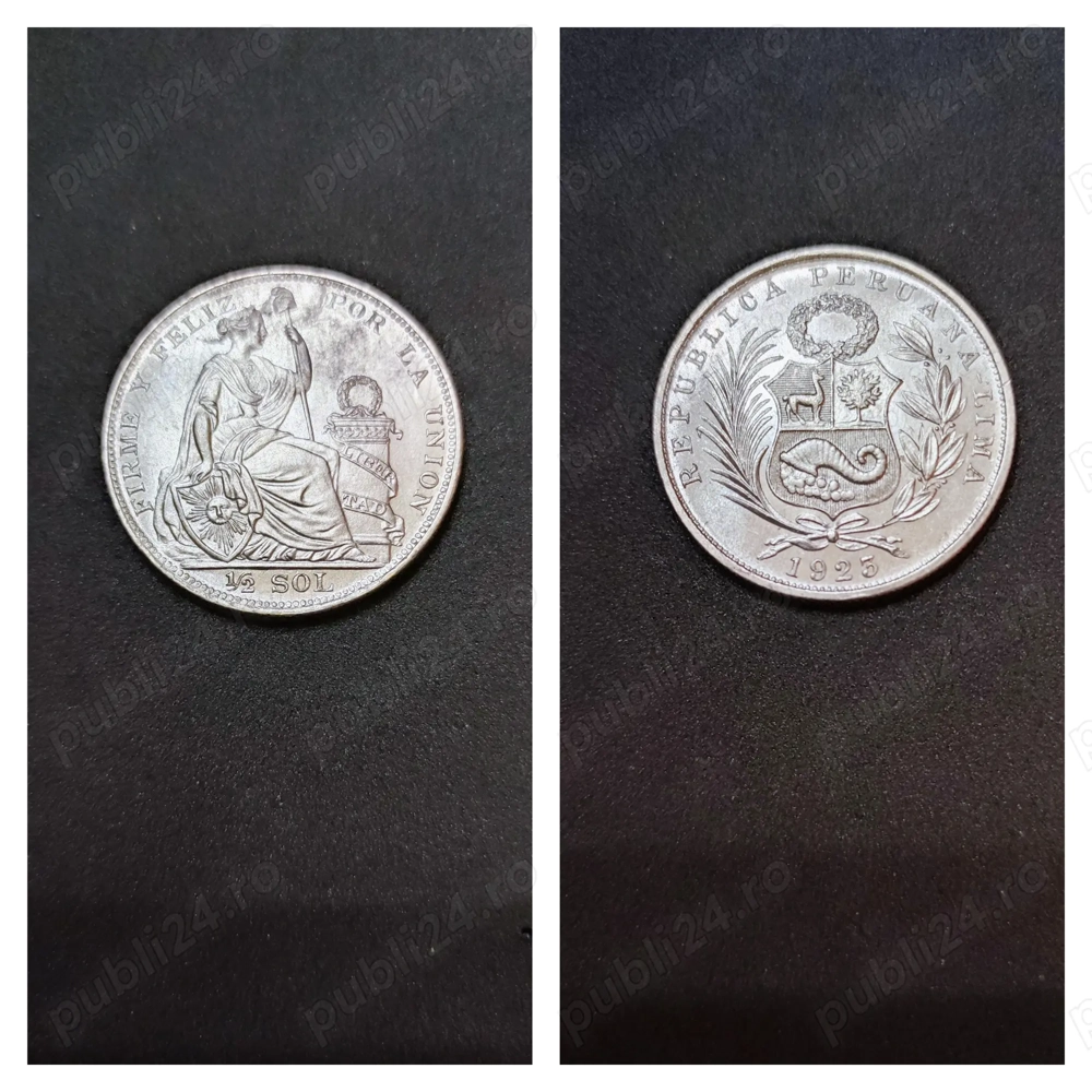 Moneda argint 1:2 Sol, PERU, 1923