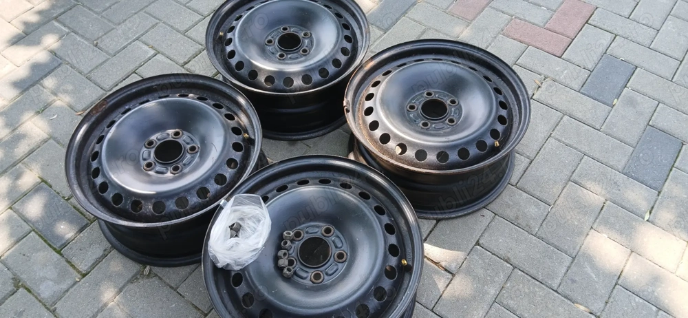Vând set 4 jante tabla originale Ford pe 16” cu 20 de piulițe