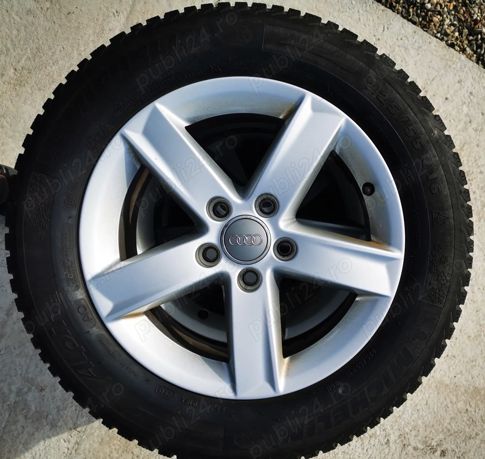 Set  4 jante aliaj R16, ET43 Audi A4, A6  cod 8K0071496+ anvelope iarna