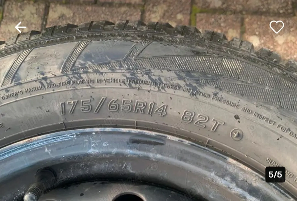 Se vând 4 anvelope de iarnă cu jante de tablă