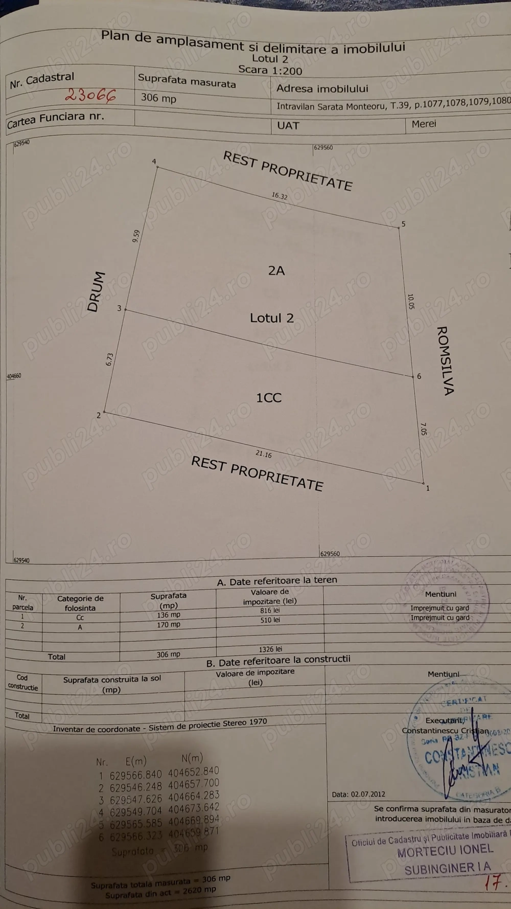 Vand teren intravilan in Sarata Monteoru,Jud.Buzau