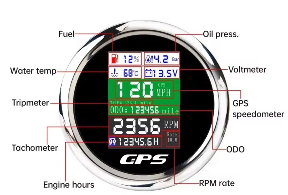 Ceas indicator vitezometru bord turometru moto, cross, atv, barca