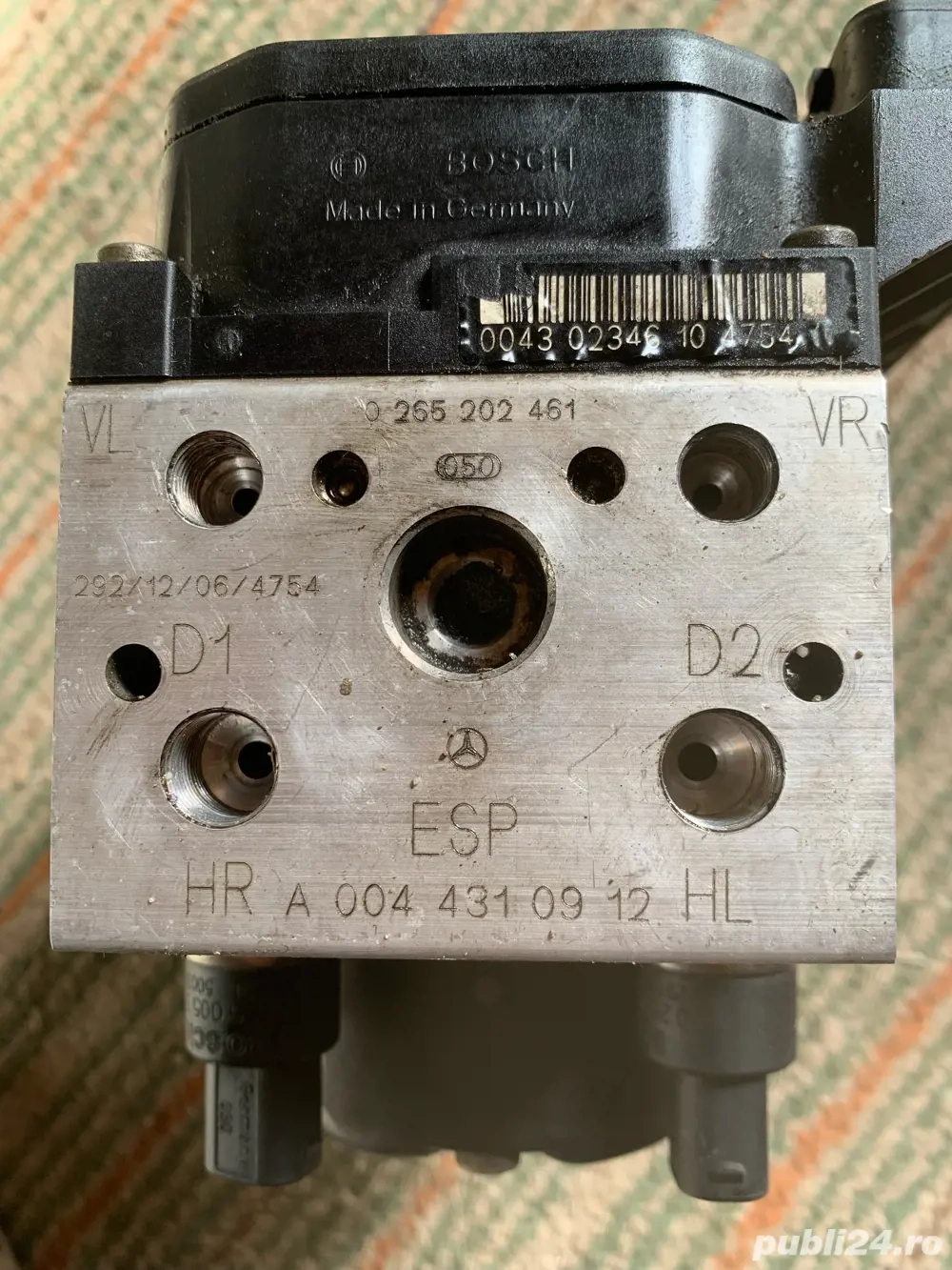 „Bloc pompa ESP/ABS Pompa ABS/ESP Bosch 0 265 202 461 pentru Mercedes‑Benz – A 004 431 09 12 / 0 265