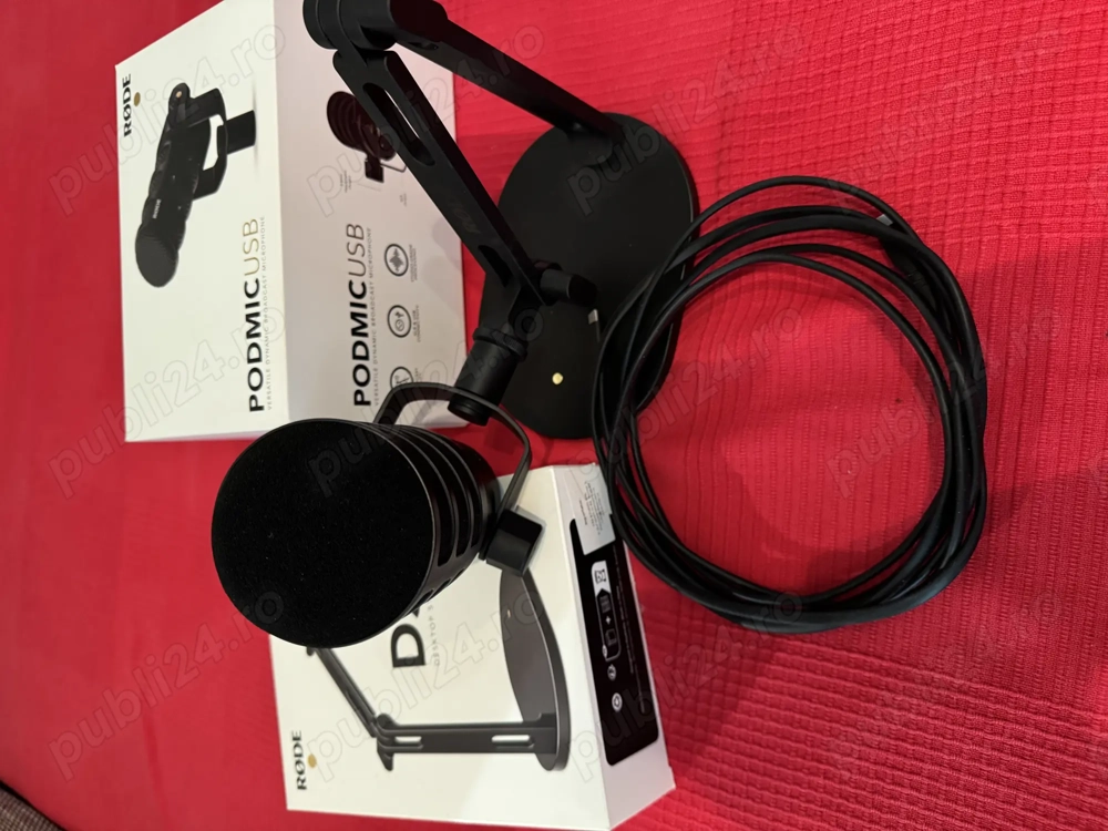 Set Microfon Rode Podmic Dinamic Versatil Broadcast USB si Stativde Masa Rode DS2  Articulat