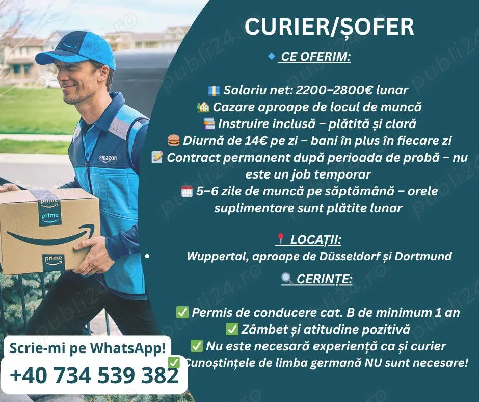 Angajăm șoferi categoria B pentru muncă în Germania   livrare de colete