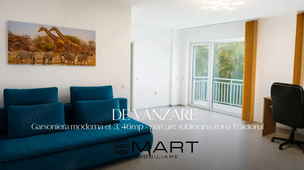Garsoniera decomandata 46mp utili + loc de parcare subteran zona Tractorul Garsoniera decomandata 46mp utili + loc de parcare subteran zona Tractorul