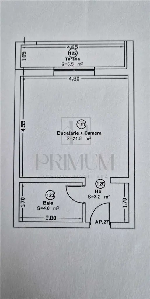 Apartament 1 camera-Open-space-centrala-Giroc