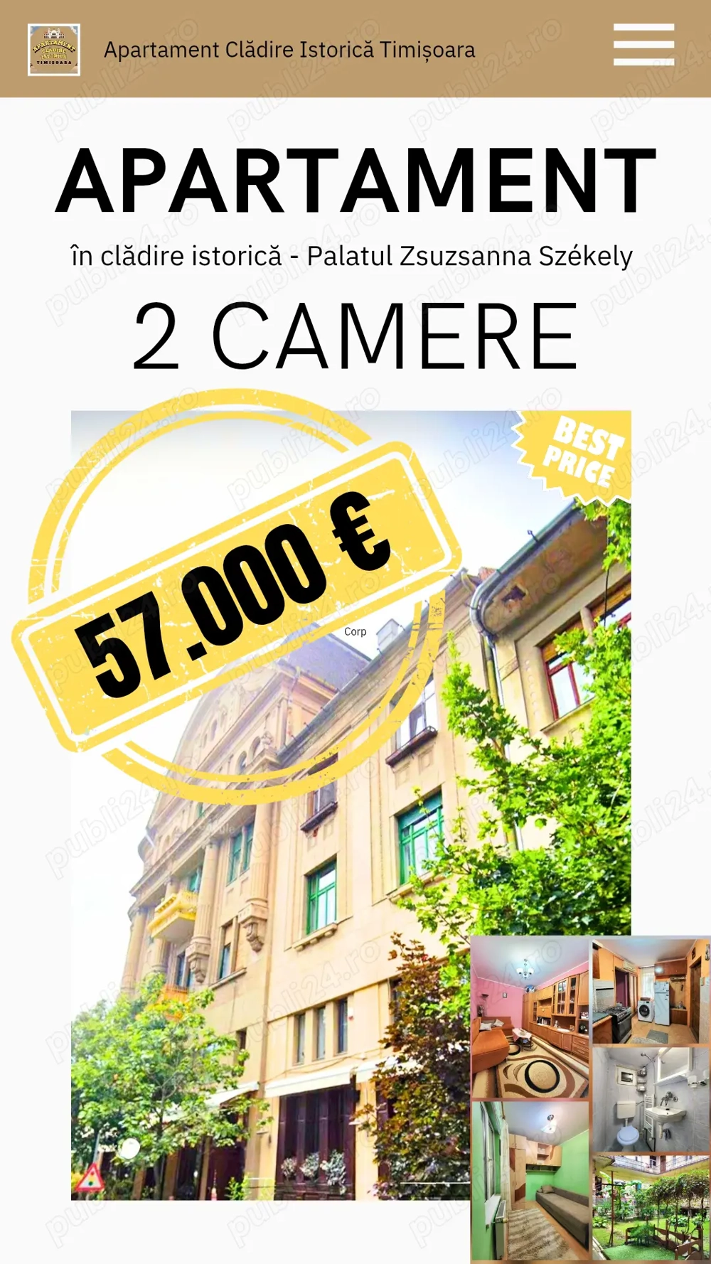 Apartament cladire istorica Timisoara - investitie profitabilă, la pret excelent!