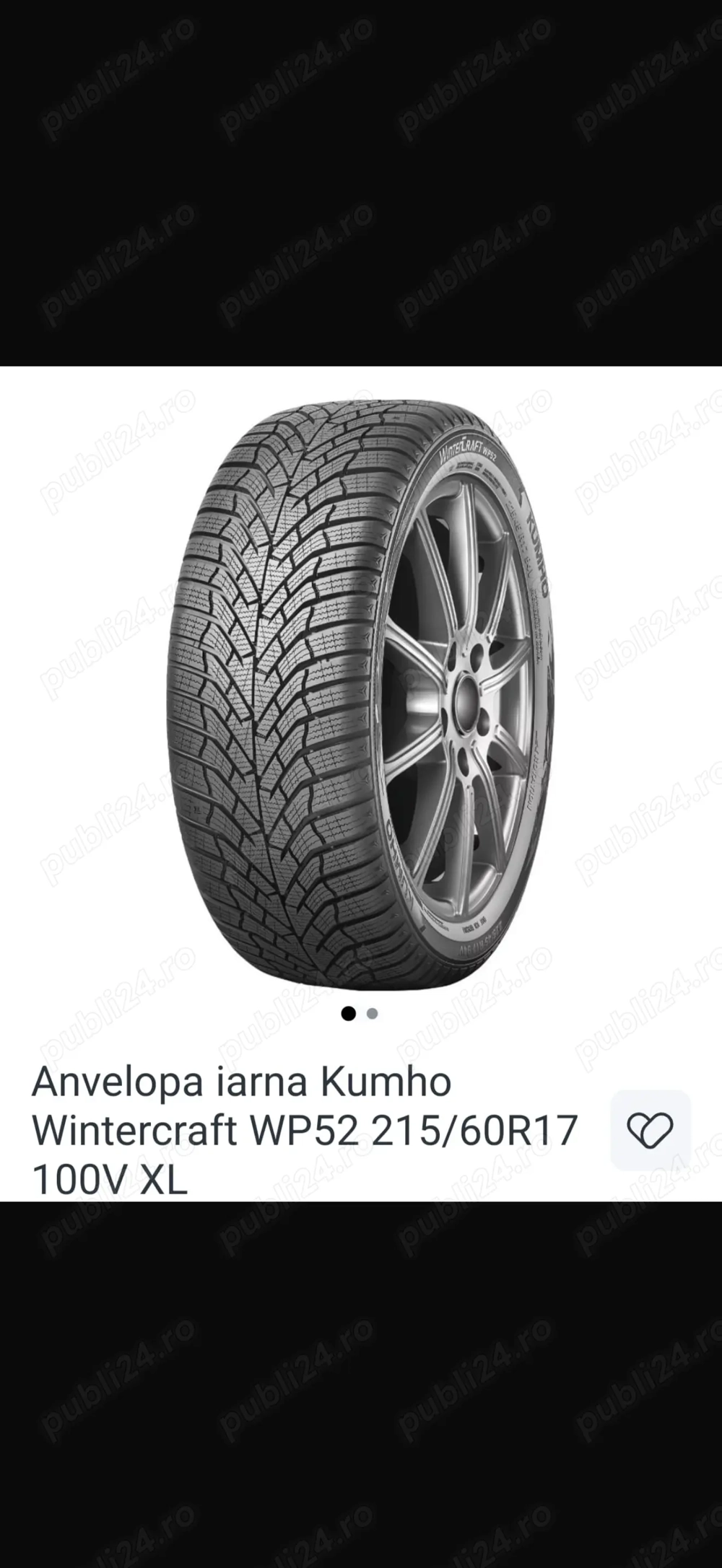 Vand set 4 anvelope Anvelope iarna Kumho Wintercraft WP52 215/60R17 100V XL
