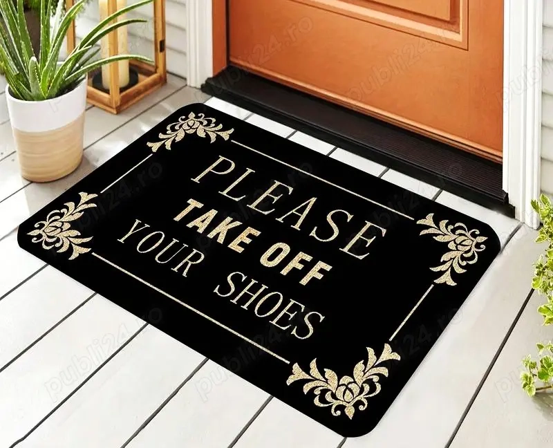 Covor de intrare, antiderapant, 40x60 cm, import, cu texte in engleza