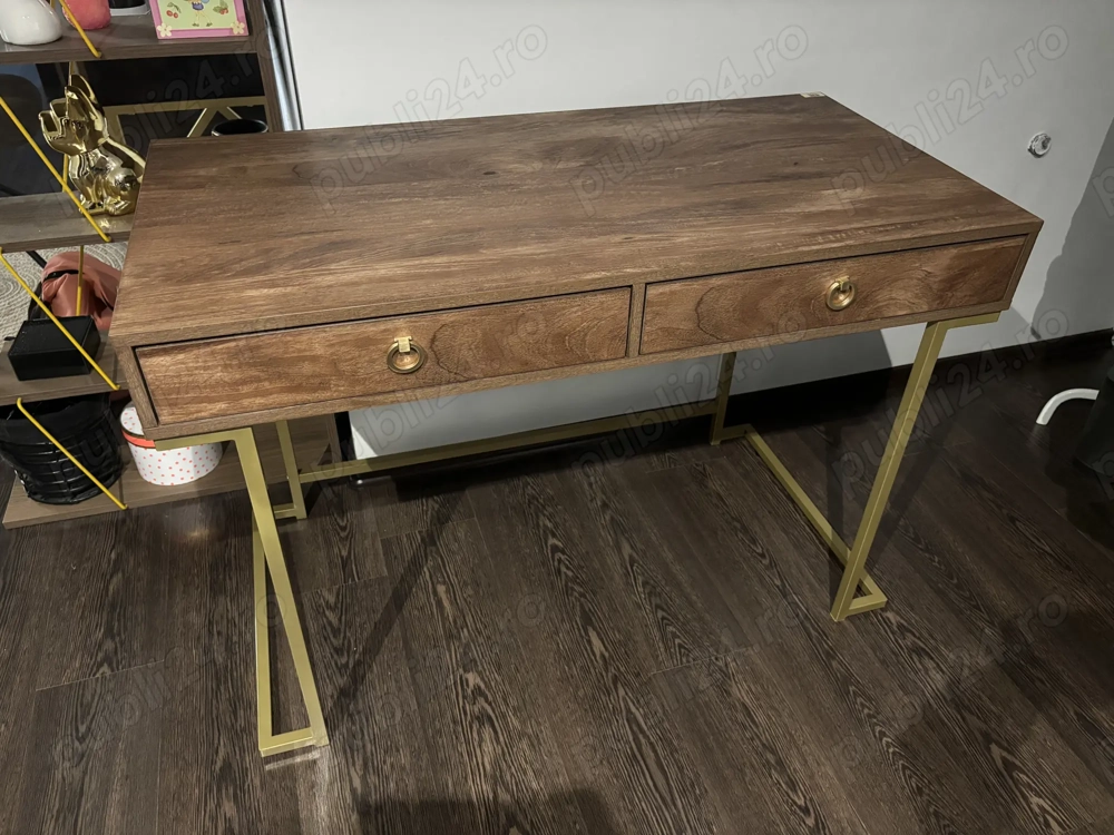 Birou   consola cu 2 sertare din metal + pal