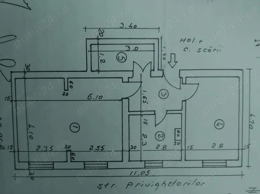 Vând apartament, 2 camere, etaj 1