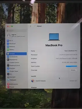 MacBook Pro 16"   i9, 512GB SSD, 32GB RAM, video Radeon Pro 5300M