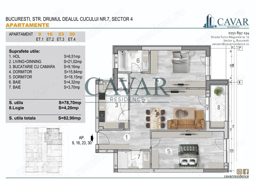 Discount 4000 euro Proiect Cavar Residence 3 Camere 2 Bai