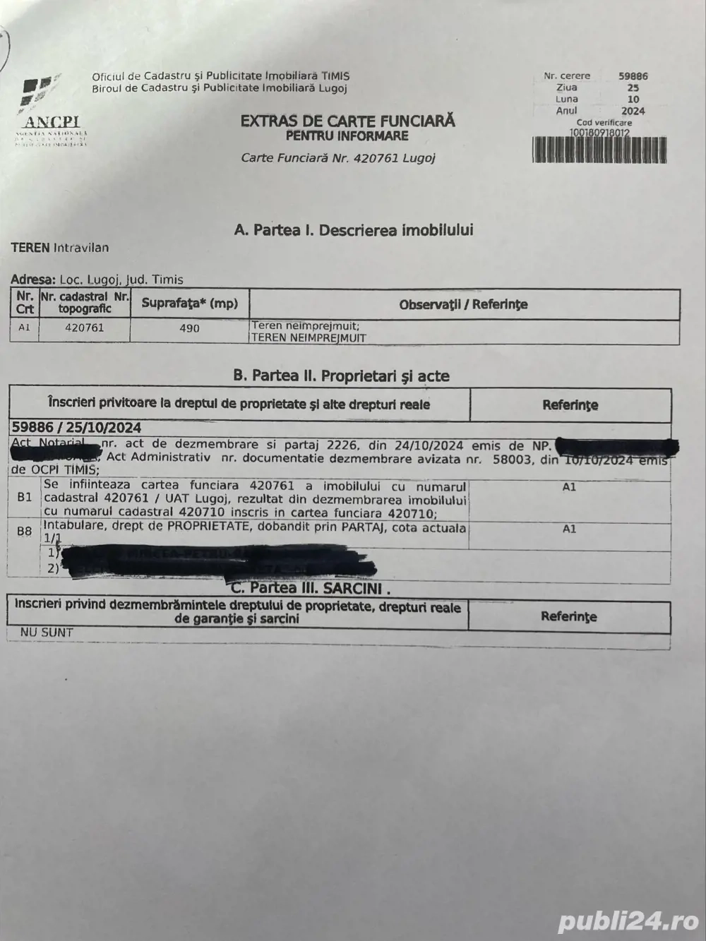 vand loturi teren , Fundatura Crisan 