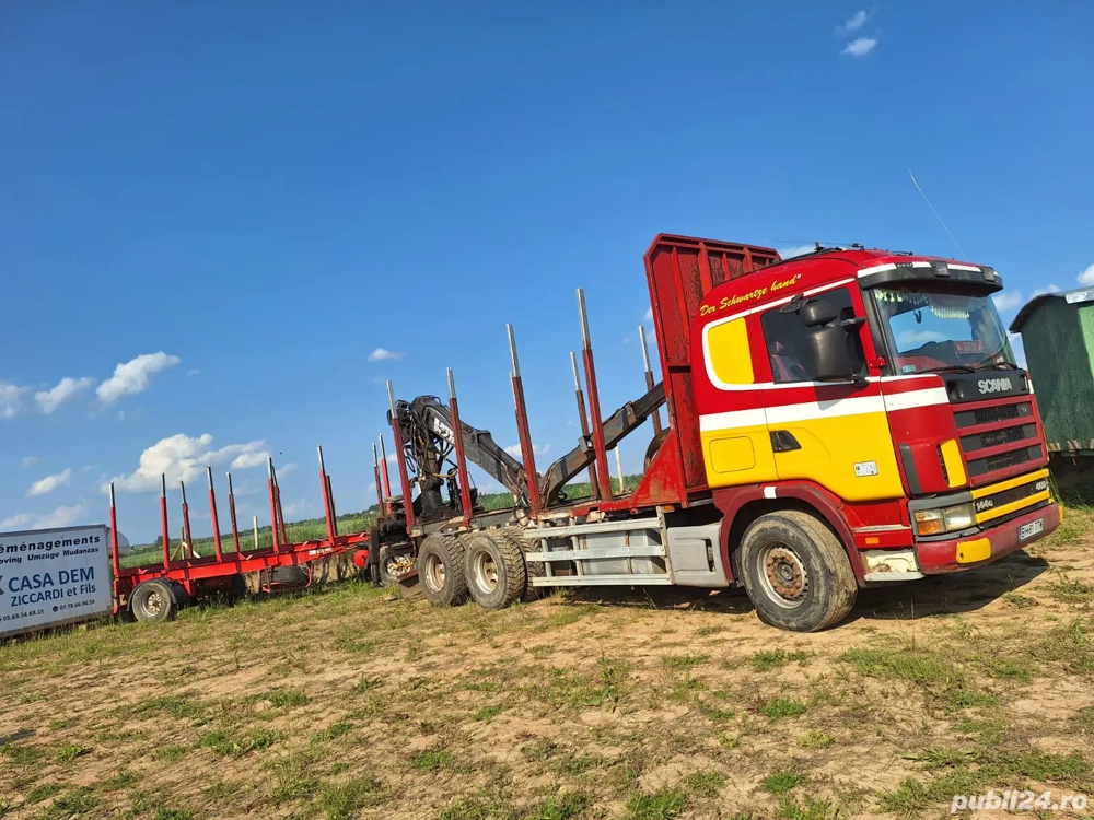 Scania cu macara si remorca