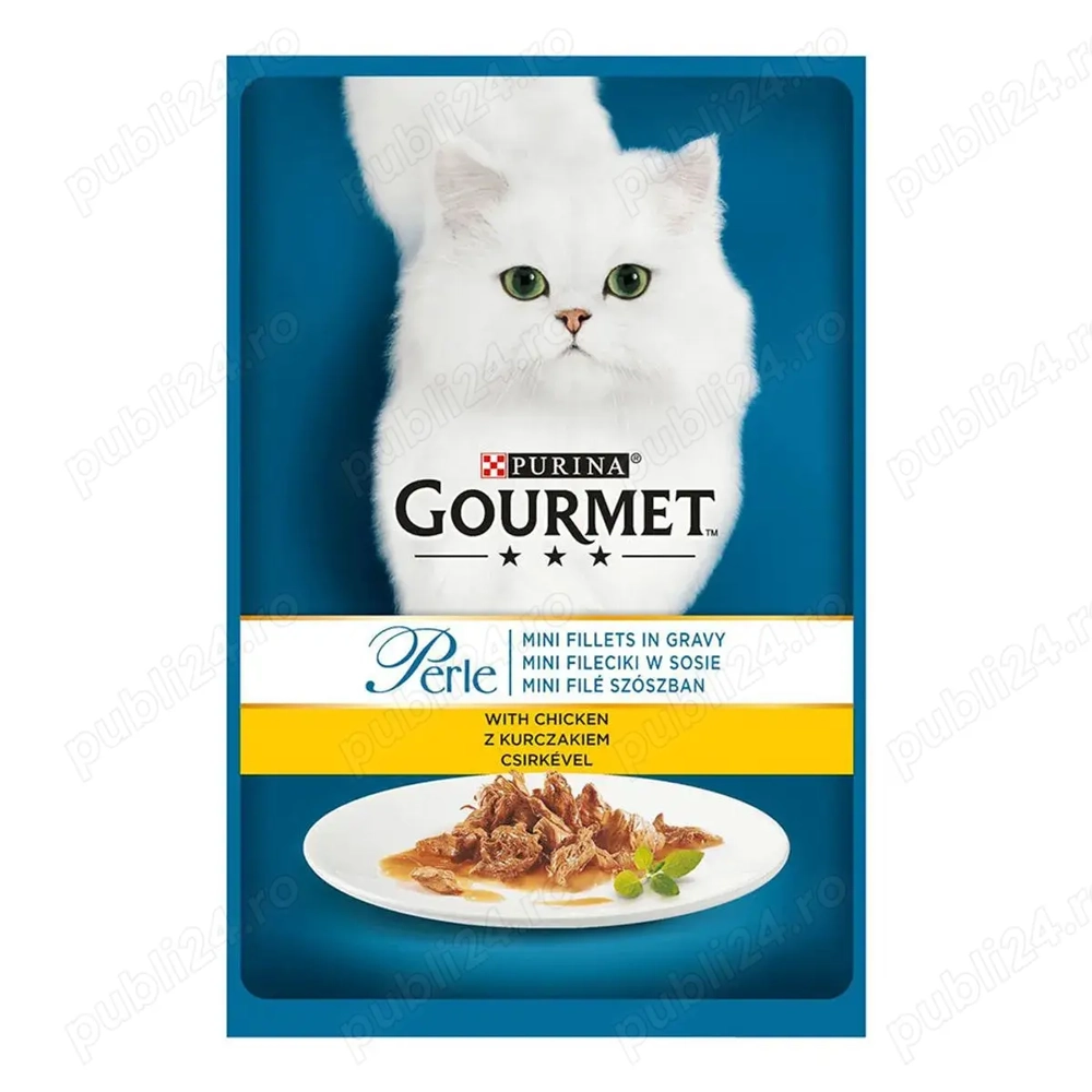 Hrana umeda pentru pisici Purina Gourmet Perle, pui in sos, 85 g