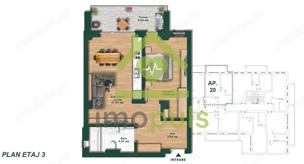 🏡 Apartament cu 2 camere, 52 mp utili + terasă 8 mp✨