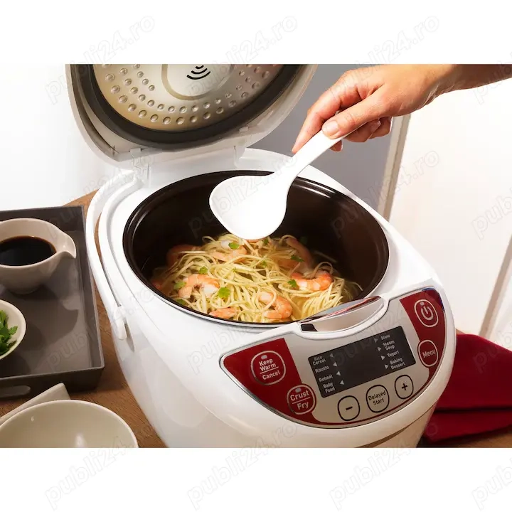 Sigilat Multicooker Tefal FuzzyLogic RK705 750W 5L 12Prog TimerAlb Rosu