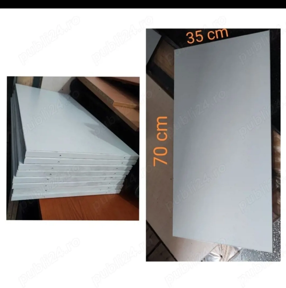 Poliță alba, 35cm x 70cm din pal cantuit cu pvc
