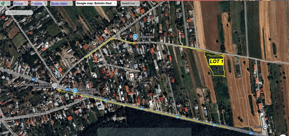 Proprietar vandTeren Construibil 1383 mp Bolintin-Deal | Deschidere 26m Strada Campul nou