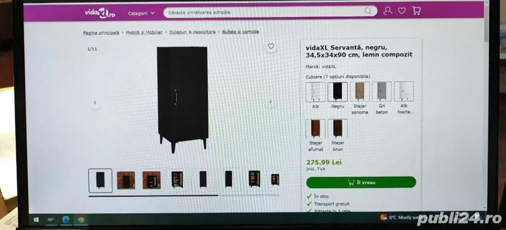 Comodă neagră din 2 corpuri alaturate 