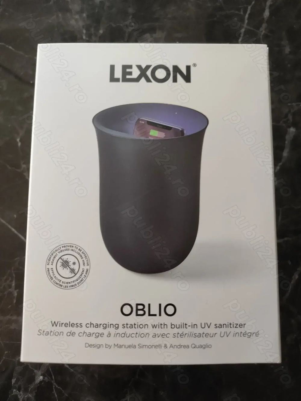 Lexon Oblio - Statie incarcare wireless 2 in 1 cu UV