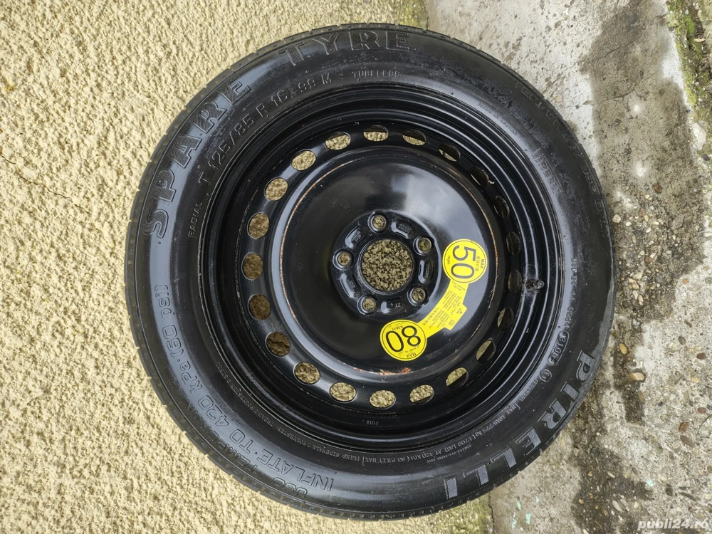Roata rezerva slim T 125/85 R16 99M 5x108 Volvo V50 S40 Citroen Peugeot Ford
