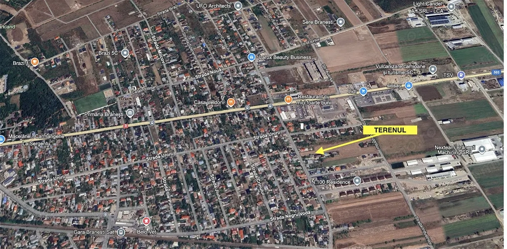 Teren vanzare-Branesti Ultracentral-Utilitati-Deschidere la sosea-Intravilan