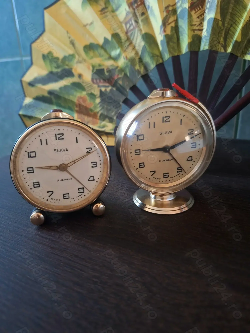 Ceas mecanic Slava 11 rubine glob racheta rusesc URSS 11 jewels