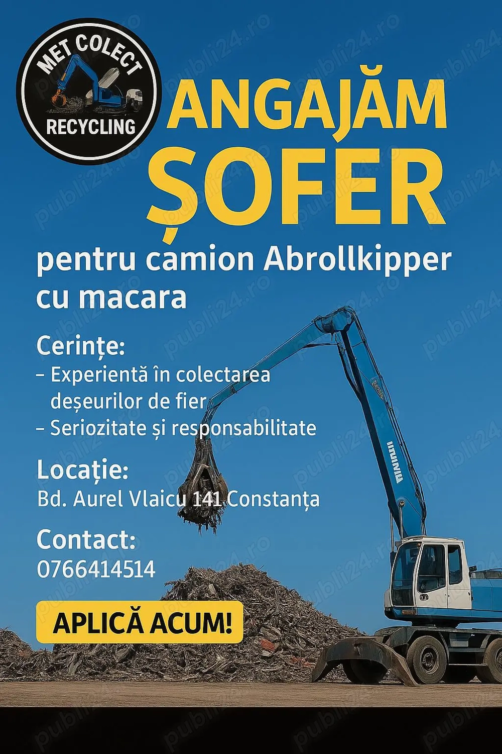 ANGAJAM Sofer pentru camion cu abrollkipper si macara, cu experienta in domeniu