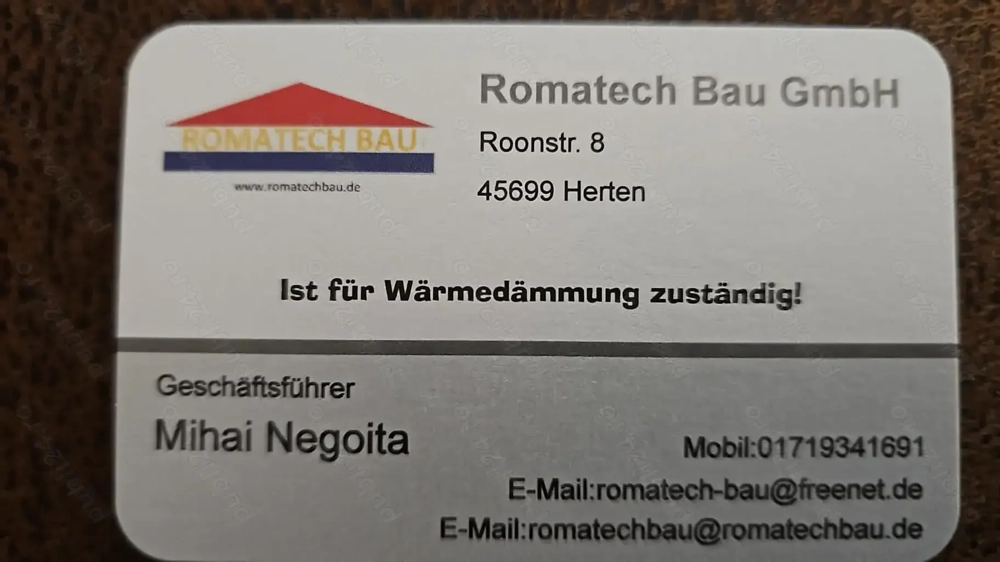 Antrepriza Germania RomaTech Bau GmbH căutăm firme sau echipe pentru lucrări de termoizolație fatade
