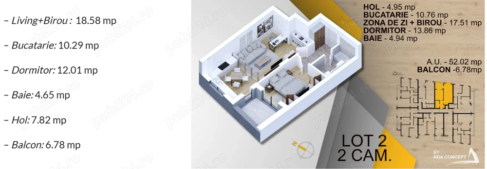 Apartament 2 camere - 102.000 Euro + TVA, ansamblu rezidential - Titan - Comision 0