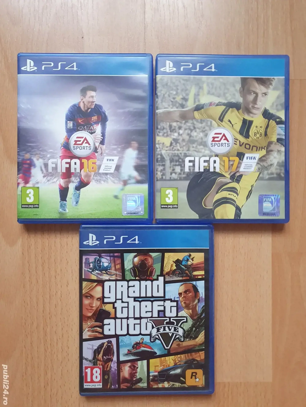 Vând GTA 5 PS4 + FIFA 16, 17   stare foarte bună, preț negociabil
