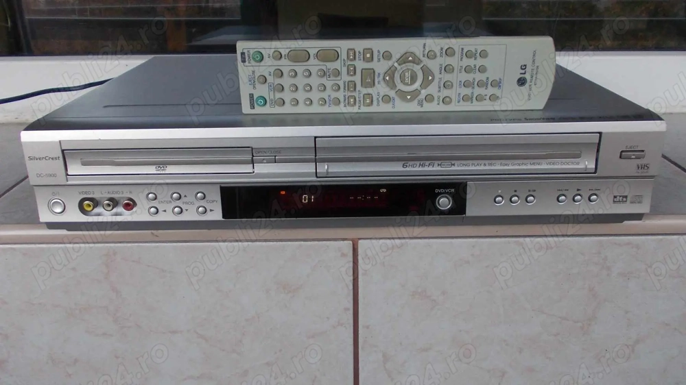 Combo SilverCrest DC-5900 LG dvd player-video recorder VCR vhs 6 head stereo Hi-Fi +telecomanda