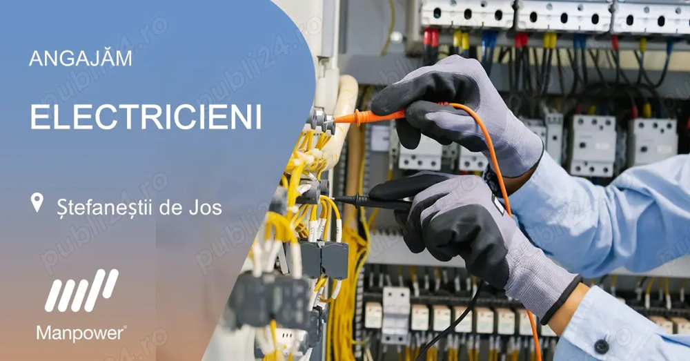   Angajăm ELECTRICIAN întreținere și reparații   Ștefăneștii de Jos (Ilfov)  