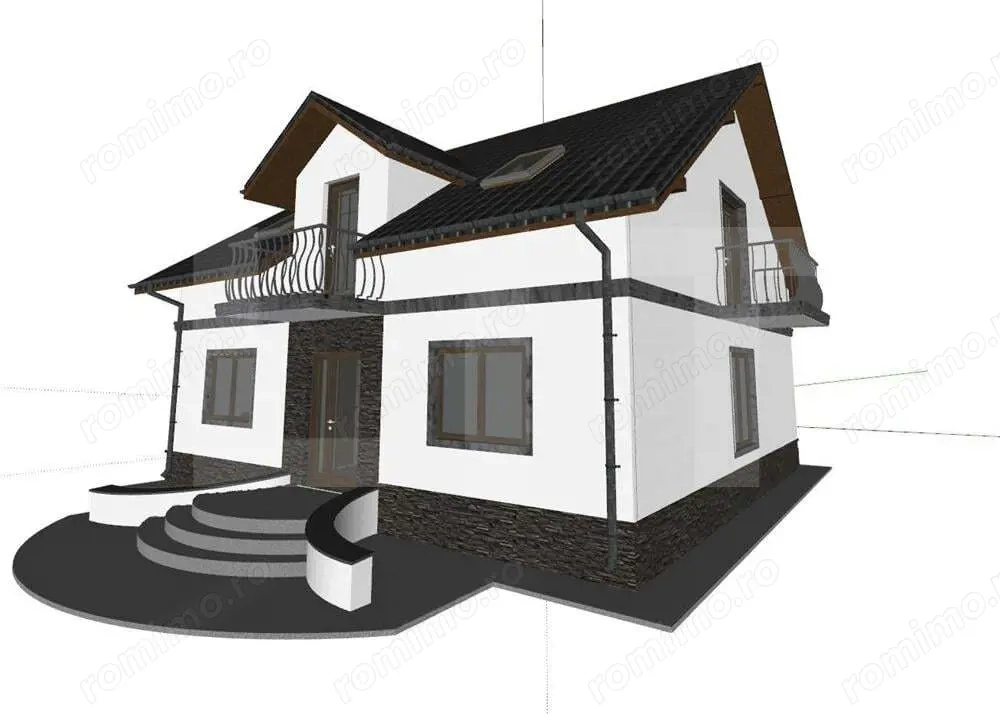 Proiect casă cu mansardă, 148 mp utili, teren 514 mp – Tulbureni