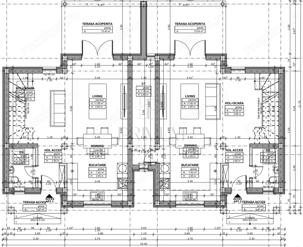 Duplex despartit prin camera tehnica - zona excelenta - toate utilitatile