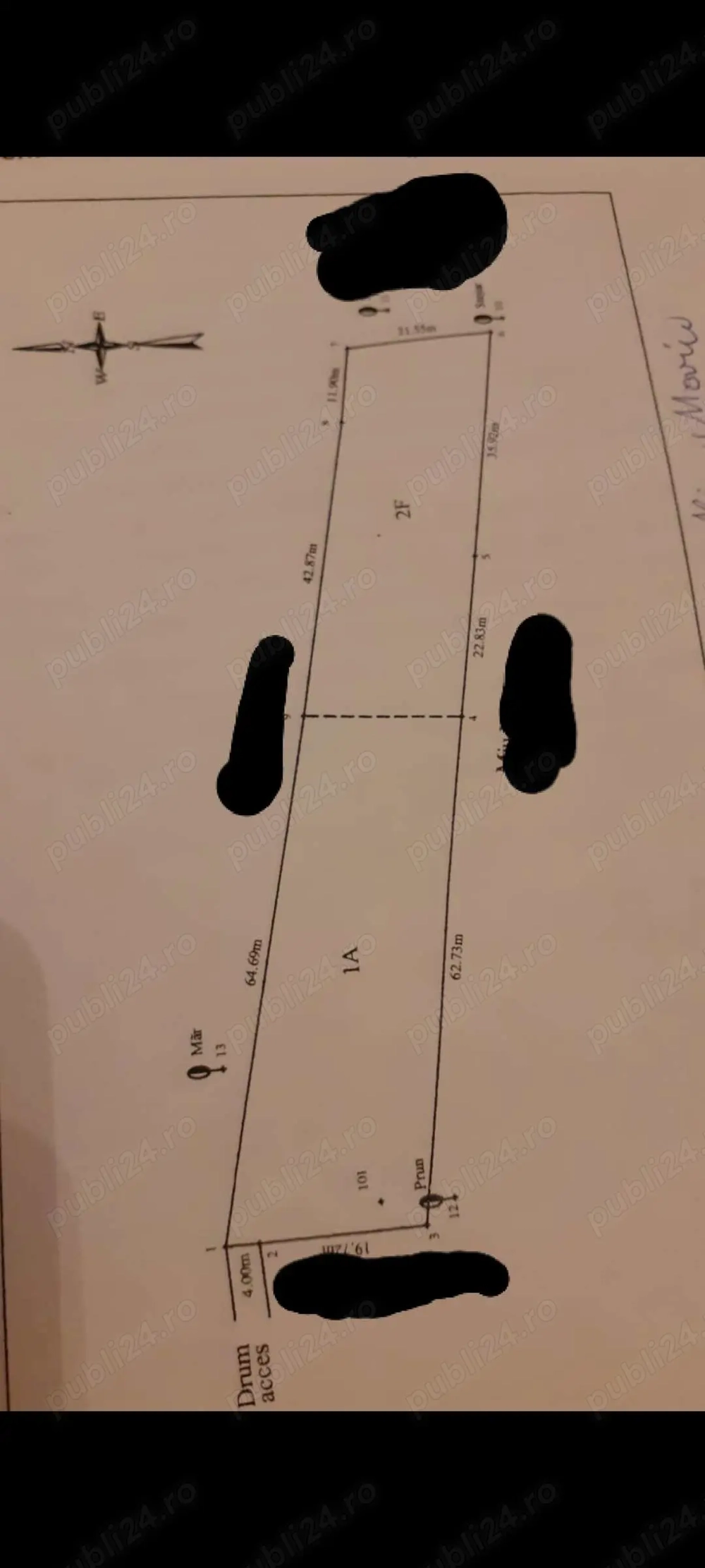 Teren de vanzare 2584 metri patrati,Fedelesoiu acces din principala cu drum privat.