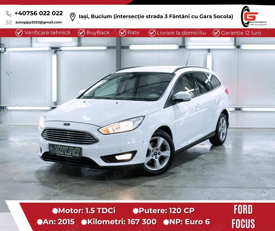 FORD FOCUS BREAK Fab.2016 1.5 Diesel Euro6 Navigatie Climatronic Led Jante Aliaj