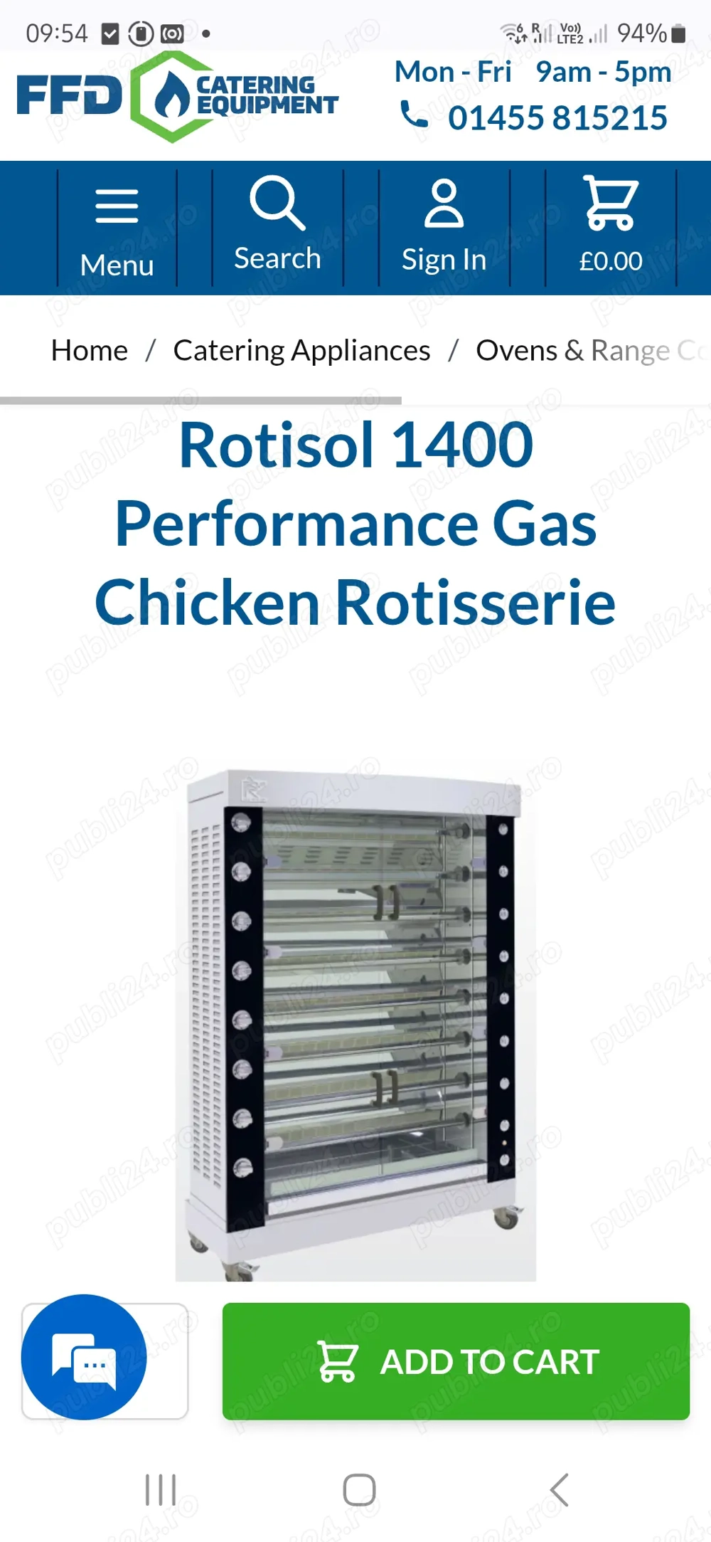 Vand rotisor profesional ROTISOL -8 spituri independente,Capacitate 48 pui,Propan  Gaz natural