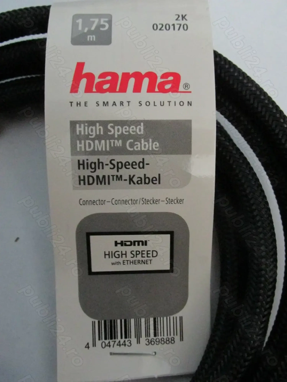 Cablu profesional HDMI de mare viteză HAMA 1.75 m, placat cu aur
